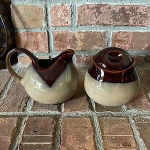 Vtg Sango Nova Brown Creamer & Sugar Set